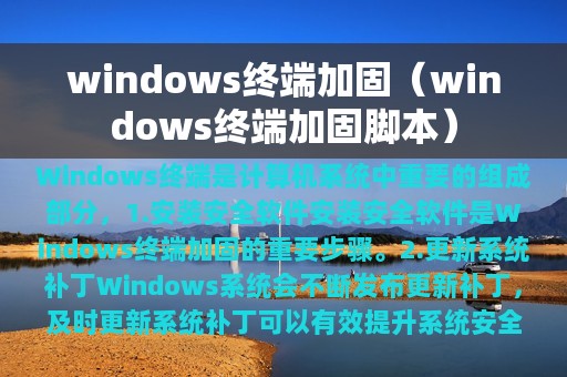 windows终端加固（windows终端加固脚本）