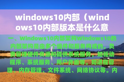 windows10内部（windows10内部版本是什么意思?）