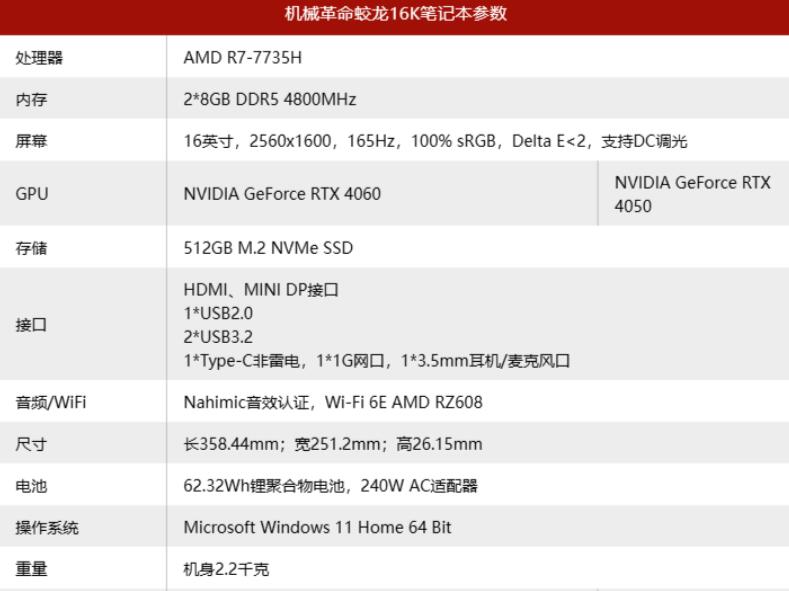 机械革命蛟龙16k多大尺寸?是液金散热吗? 机械革命蛟龙16k多大尺寸?是液金散热吗?