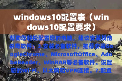 windows10配置表（windows10配置要求）